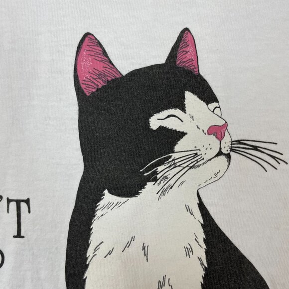 Vintage Cat Shirt I Don't Do Mouse Work Humor Graphic Tee White Unisex Oversized - Picture 6 of 16